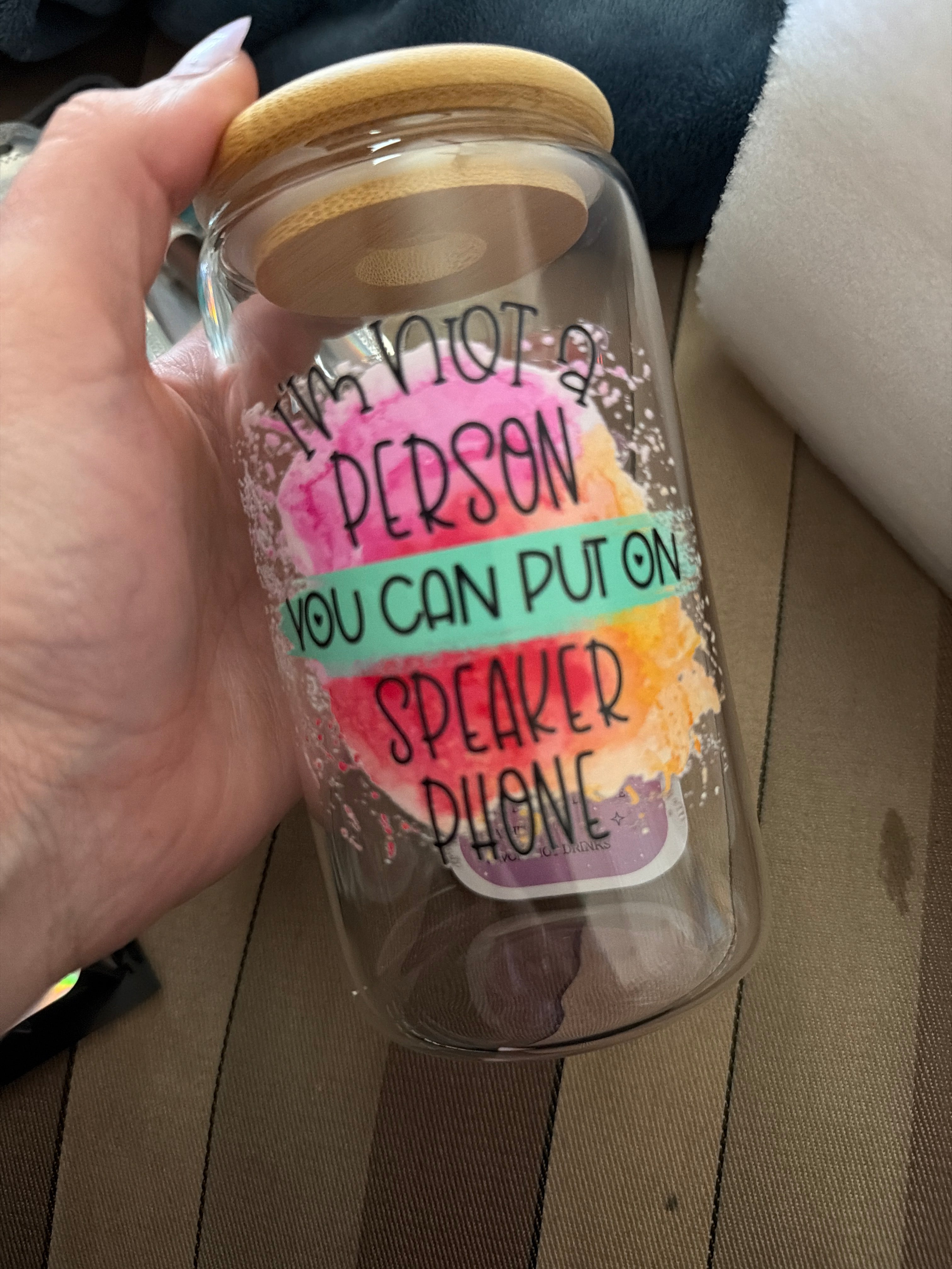 No speaker phone glass cup